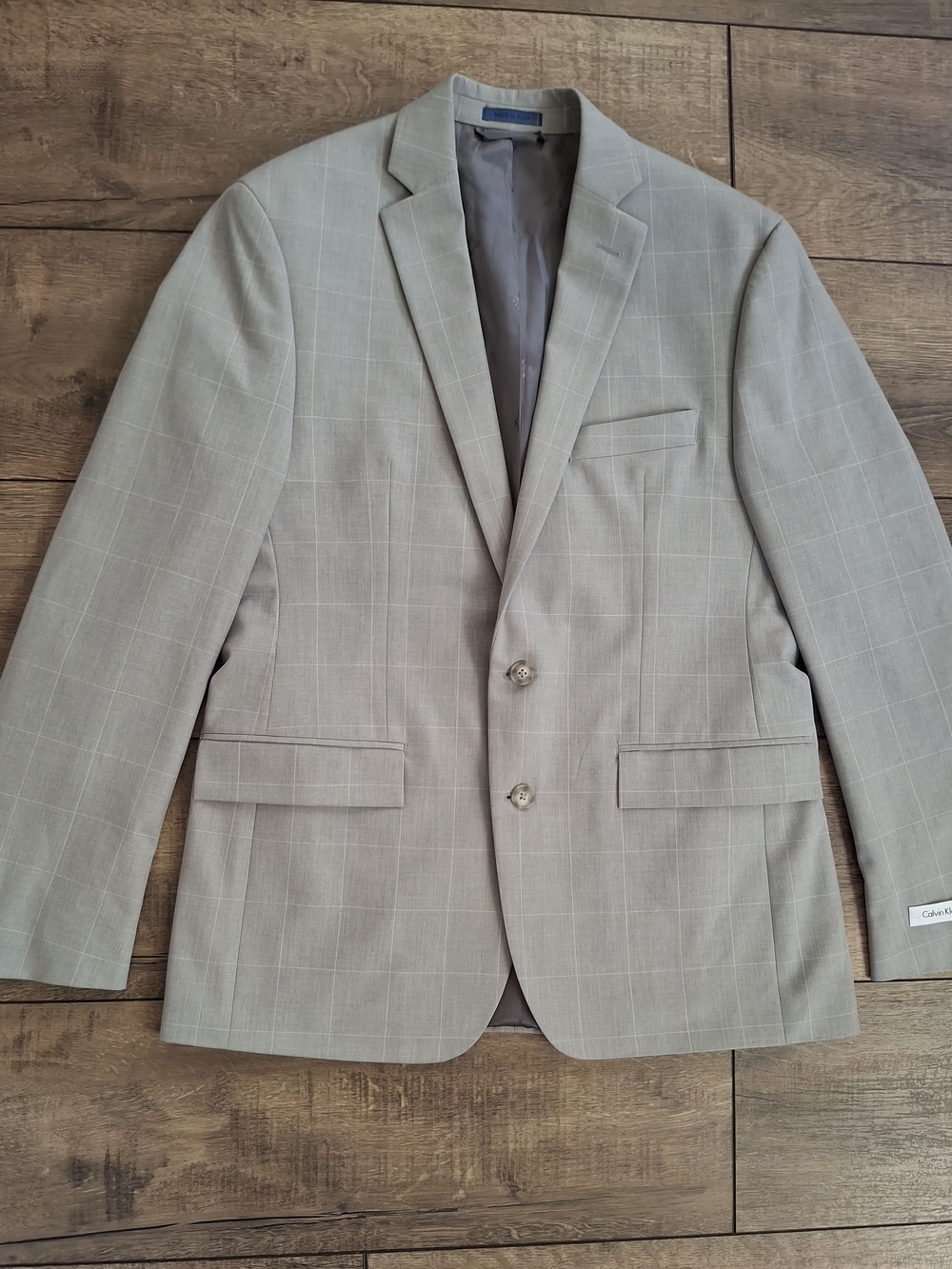 Calvin Klein Light Gray Windowpane Men's Blazer